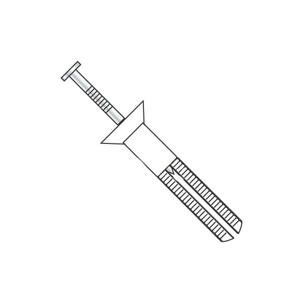 Newport Fasteners Nail Drive Anchor, 1/4" Dia., 2" L, Nylon Zinc Plated, 100 PK 149915 - main